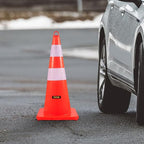 VEVOR Safety Cones, 12 x 28" Traffic Cones, PVC Orange Construction Cones, 2 Reflective Collars Traffic Cones with Weighted Base and Hand-Held Ring Used for Traffic Control, Driveway Road Parking