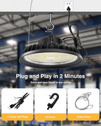 UFO LED High Bay Light 400W 4Pack, High Bay LED Light 1600W MH/HPS Eqv. Dimmable High Bay 6' Cable with US Plug, Hanging Hook, Safe Rope for Warehouse Factory Barn Shop