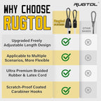 Bungee Cords with Hooks, 48 Inch Adjustable White Bungee Cords with Carabiner Heavy Duty Outdoor, 8mm Thick Easy to Adjust Bungee Rope UV Resistant for Truck Bed, Bike Rack, Camping, 6 Pack