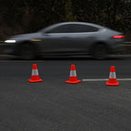 8 Pack All-PVC 1-Piece Traffic Cones, 360° Visible Fluorescent Orange-Red, No Base Separation for Parking, Sports, Driving Training, Construction Events