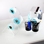 Sticker Roll Holder for Rolls and Fanfold Labels, Label Holder for Thermal Printer, Sticker Dispenser, Sticker Holder for Home,Office,Study,Small Business Essentials (1 Tier Acrylic Label Roll Holder)