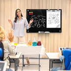 MaxGear Glass Whiteboard 36x24 Inches Wall Mounted, Magnetic Black Dry Erase Board with 1 Eraser, 1 Accessory Tray, 4 Markers and 6 Magnets, Large Frameless White Board for Office, School, Home
