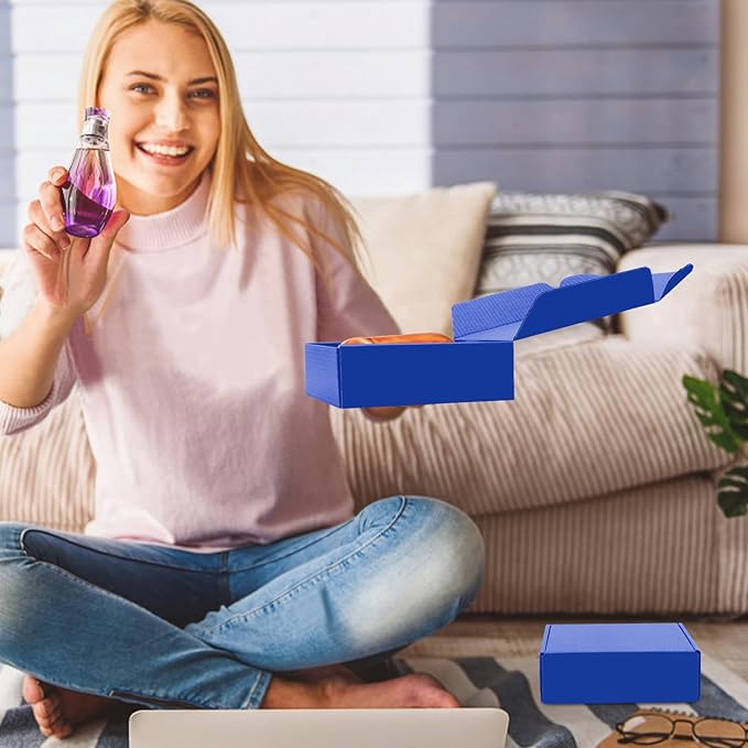 15 Pcs Royal Blue Cardboard Boxes Shipping Boxes, Recyclable Colored Corrugated Cardboard Box Small Mailing Storage Gift Boxes for Shipping, Mailing, Gifts Packaging, 6x6x2" (Royal Blue)