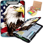 Clipboard with Storage,Heavy Duty Plastic Storage Clipboard with Low Profile Clip,Teacher Must Haves,Office Supplies,American Flag Owl
