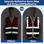 BeautyWill 10/20 Pack Custom Logo Safety Vest,Bulk High Visibility Class 2 Reflective Work Vests