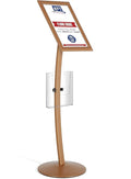 M&T Displays Curved Menu Board 11x17 Inch Pedestal Sign Holder with 8.5x11 Inch Brochure Holder Copper Floor Standing Aluminum Front Loading Easy Open Poster Message Advertisement Post