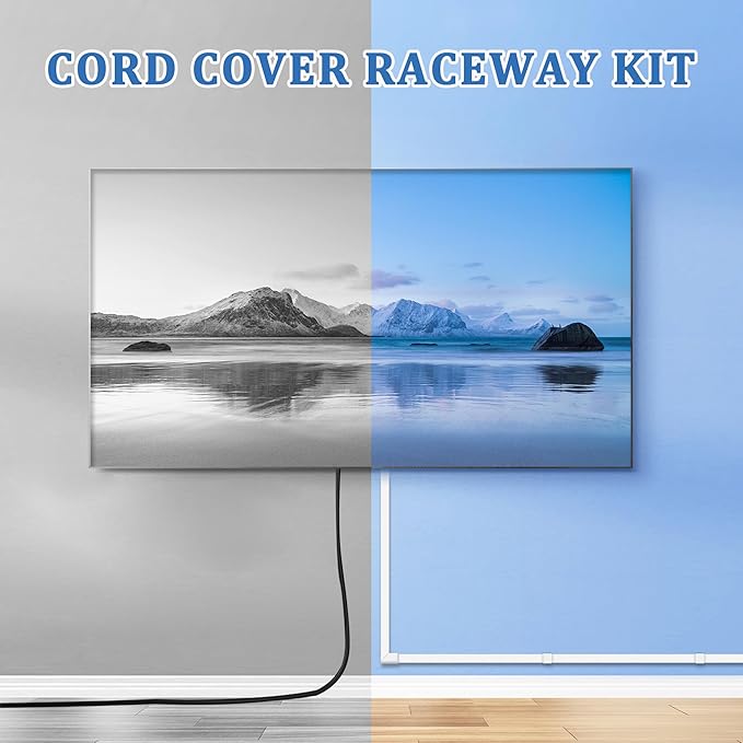 Small Wire Covers on Wall - One Cord Channel Cable Management System - Cable Cover on Wall for Home and Office, 8-Pack 125 inch, White