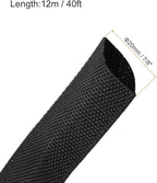 MECCANIXITY Braided Cable Sleeves Heat Shrinkable Fabric Sleeving, 7/8" 40ft Black 2:1 Ratio Heat Shrinkable Cord Protector for Harness Cable, Network Cable Protection, Cable Management