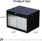 Bamboo Hanging File Boxes with Lids 2 Pack, File Organizer Box for Letter/Legal File, File Box with Hanging Folders Acrylic Light Easy Assembly File Storage Boxes for Home Office, Black