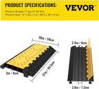 Happybuy 1 Pack of 3-Channel Rubber Cable Protector Ramps Heavy Duty 44000Lbs Load Capacity Cable Wire Cord Cover Ramp Speed Bump Driveway Hose Cable Ramp Protective Cover