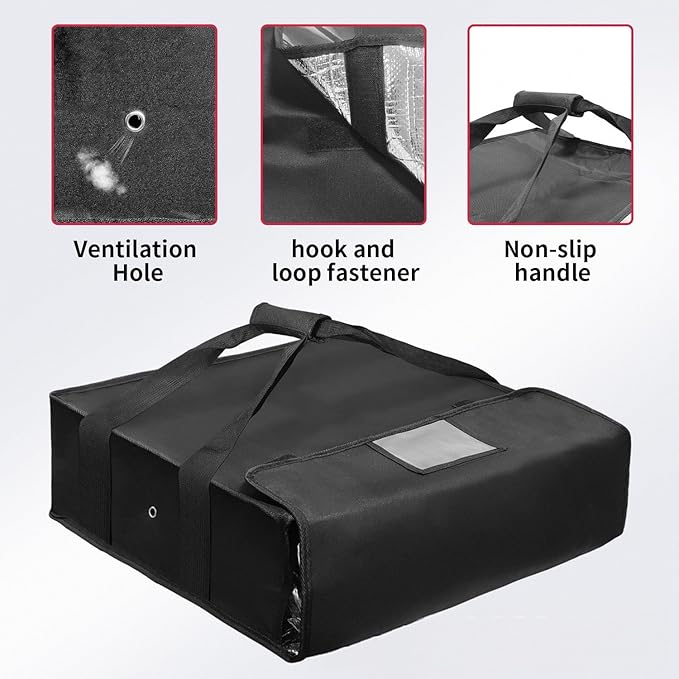 Insulated Pizza Delivery Bag,Pizza Warmer Bags, Insulated Food Delivery Bag, Premium Large 20 X 20 X 6 Inch Takeway Bags Suitable For Cold and Hot Food,Pizza,Home Delivery