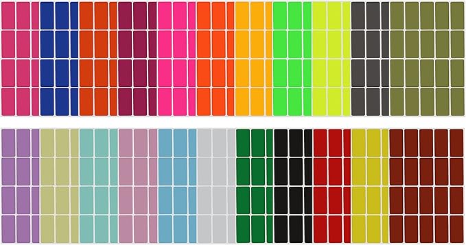 Royal Green Rectangular Label Stickers Adhesive Rectangles in 22 Assorted Colors 40mm x 19mm (1.57 inch x 0.75) Great for Office use - 440 Pack