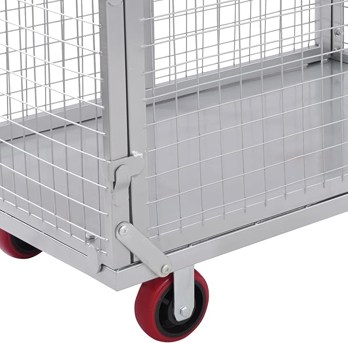 Platform Truck Cart with Cage, 440.92Lbs Capacity Grocery Dolly Heavy Duty Cart with 4 Wheels for Distribution Centers and Warehouses 39.4 x 23.6 x 37 Inch