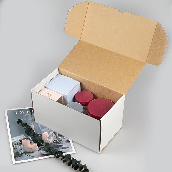 11x6x6 Inches Shipping Boxes Set of 20, White Corrugated Cardboard Box Literature Mailer for Packing Small Business