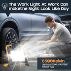 Work Lights with Stand, 1 Head LED Work Light, with Adjustable and Foldable Tripod Stand, Waterproof Lamp with Individual Switch with 6500 Kelvin Color Temperature (1 Adjustable Head)