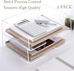 Acrylic Paper Tray Desk Organizers and Office Suplies Document Storage Enlarged Letter Tray Clear Paper Organizer (Large Horizontal)…