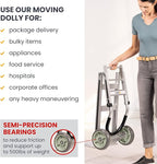 Fully Assembled Foldable Hand Truck with 8" Mold-On Rubber Wheels – Horizontal Loop Handle. 500 Lb. Capacity Dolly for Travel, Moving and Office Use | 14 X 7.5 Extruded Aluminum Nose Plate
