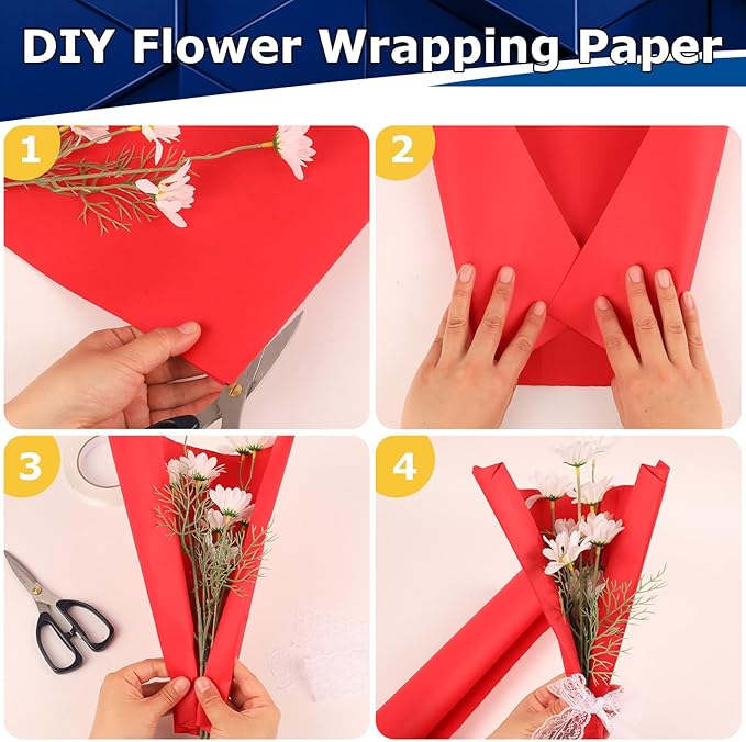 Vanhench 17.8"x1500" (125') Red Wrapping Paper, Wrapping Kraft Paper for Christmas/Mothers Day/Floral Bouquet/Gifts Wrapping/Poster/Bulletin Board/Construction