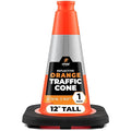 Xpose Safety 12 Inch Orange Traffic Cones with 4" Collar - 1 Pack Multipurpose PVC Plastic Safety Cone for Parking, Soccer, Caution, Kids and Construction -DOT Approved