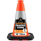 Xpose Safety 12 Inch Orange Traffic Cones with 4" Collar - 1 Pack Multipurpose PVC Plastic Safety Cone for Parking, Soccer, Caution, Kids and Construction -DOT Approved