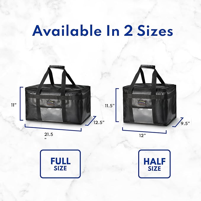 New Star Foodservice 1028683 Commercial Quality Insulated Food Delivery Bag Half-Size,(12" W x 11.5" H x 9.5" D)