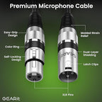 GEARit XLR Male to Female Microphone Cable (15 Feet, 6-Pack) 3-Pin Balanced Shielded Mixer, Recording Studio, Podcast - Black