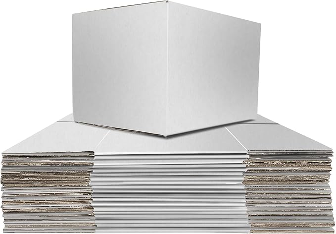 PETAFLOP Shipping Boxes 11x6x6, White Mailer Corrugated Cardboard Box for Small Items Shipping, 25 Pack