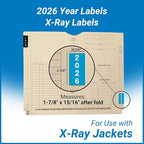 2026 Year Labels, Doctor Stuff 2026 Chart Stickers, Light Blue Color Coded, IFC AFV Style, USA Made Year Stickers for X-Ray Jackets, 500/Roll, 1 Roll, 1-7/8" x 1-7/8"