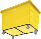 Global Industrial 20 Bushel Plastic Bulk Box Truck, Steel Chassis Base, 1200 lbs. Capacity, 4" Non-Maring Rubber Casters, Yellow, 50-2/5"L x 34-3/5"W x 35-3/5"H