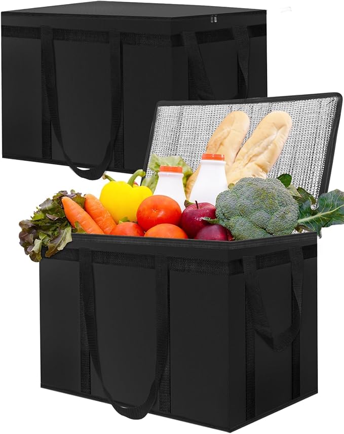 Heavy Duty, Insulated Food Delivery Bag, XXXL Pizza Delivery Bags, Grocery shopping bag for Hot and Cold Food, Large Capacity Reusable, Catering Cooler Bag for Doordash and Uber Eats