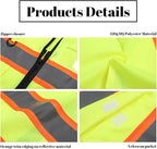Safety Vest Reflective High Visibility with 5 Pockets ＆Zipper Class 2 Adult Unisex Construction Security Workwear
