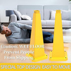 BESEA 3 Pack 28" Bright Yellow Traffic Safety Cones with Weighted Base, High-Visibility Parking Cones for Driveways, Business Parking Lots, Garages, Indoor/Outdoor Use