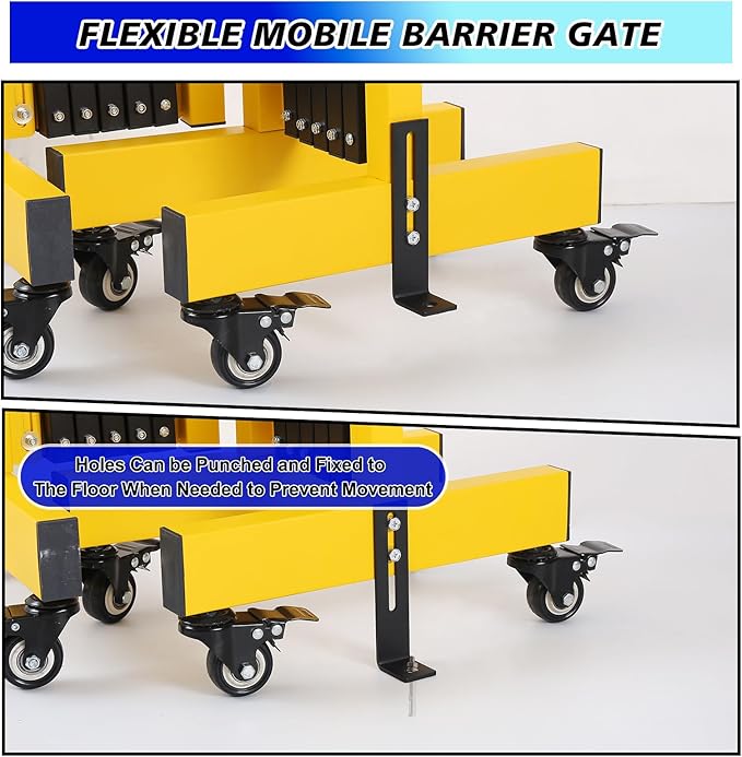 12.2FT Industrial Metal Expandable Barricade，Retractable Traffic Fence with Casters, Folding Security Gate，Portable Barricade Gate for Construction Area, Traffic Control, Cordon