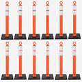 RoadHero 42 Inch Delineator Post with Base, Portable Orange Traffic Delineator Posts Cones with Reflective Collars for Parking Lots, Road Safety, Construction Events (12 Pack)
