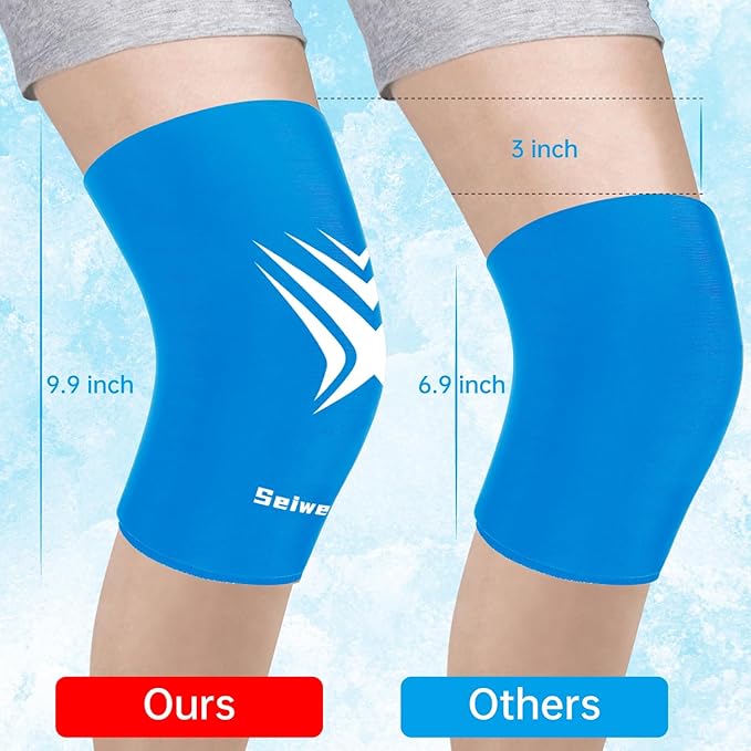 Extended Leg Knee Ice Pack Wrap for Injuries Compression, Reusable Soft Gel Freeze Knees Brace for Swelling, Replacement Surgery, Cold Compress Therapy for Arthritis, Meniscus Tear and ACL
