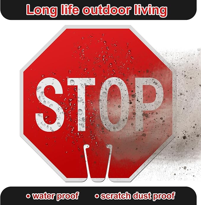 Geetery 12 Pcs Stop Signs Traffic Signs 12 x 12 Inches, Street Road Traffic Cone Top Warning Double Sided for Barricade Outdoor Weather Fade Resistant, Wear Resistant