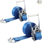 2PACK Ratchet Straps Heavy Duty, 8000 LBS Break Strength Ratchet Strap Tie Down, 2” x 27ft Blue Tie-Down Ratcheting Cargo Truck Straps with Durable Double J Hook for for Truck (Blue, 2IN X 27FT)