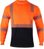 FONIRRA Safety Shirts for Men High Visibility Reflective ANSI Class 2 Hi Vis Construction Work T Shirts Long Sleeve