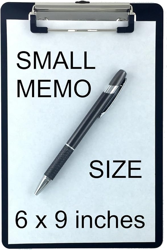 Trade Quest Memo Clipboard 6'' x 9'' Low Profile Clip Plastic (6-Pack) (Black)