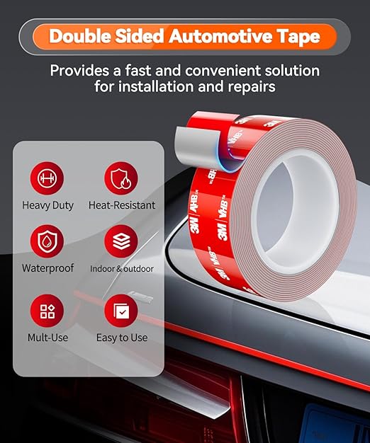 Double Sided Tape Heavy Duty Made of 3M VHB, 15FT Outdoor Heat Resistant Automotive Waterproof Mounting Tape, 1.2In Width Super Strong Adhesion Foam Tape