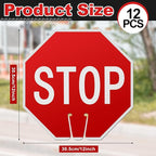 Geetery 12 Pcs Stop Signs Traffic Signs 12 x 12 Inches, Street Road Traffic Cone Top Warning Double Sided for Barricade Outdoor Weather Fade Resistant, Wear Resistant