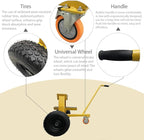 880LB Marble Slab Handling Truck, Heavy-Duty Stone Plate Mover with Thickened Steel Tires for Granite and Stone Transport