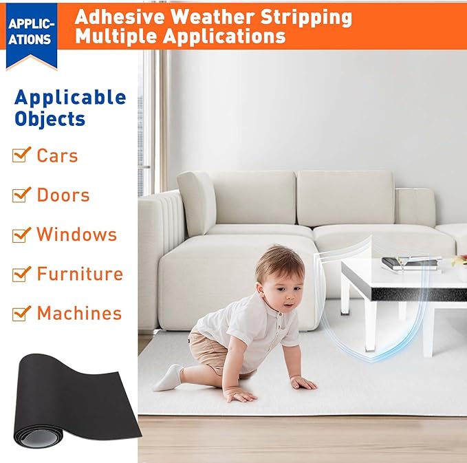 MAGZO Adhesive Foam Padding 1/8 Inch Thick x 12 Inch W x 59 Inch L, Black Thin Neoprene Sheets, Closed Cell Foam Sheet Roll