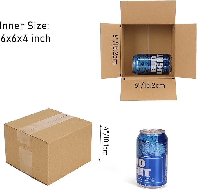 CRUGLA 40 Packs 6x6x4 Shipping Boxes for Small Business, Corrugated Cardboard Boxes Bulk for Shipping Packing Mailing