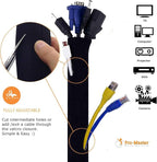 Premium 63'' Cable Management Sleeve, Best Cords Organizer for TV On Wall, Desk, Computer, Office, Home - DIY Adjustable Reversible Black and White Neoprene Cord Hider Wire Cover Concealer Wrap