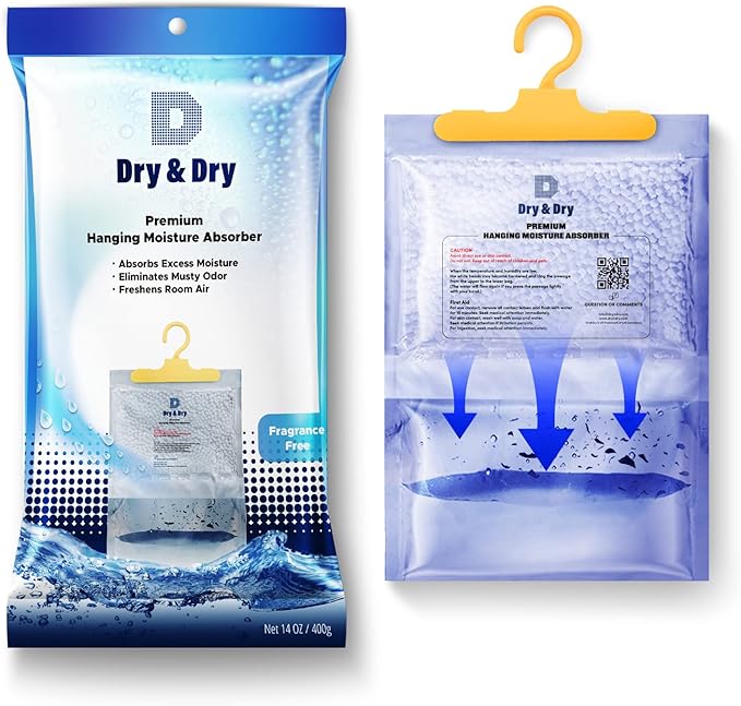 Dry & Dry 7 Pack Moisture Absorbers for Home, Basement & Bedroom - Small Dehumidifiers