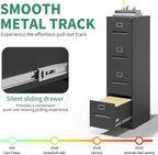 4 Drawer File Cabinet,Black Vertical File Cabinet with Lock for A4/Letter/Legal Size Files,Steel Filing Cabinets for Home Office,Assembly Required