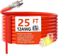 HUANCHAIN 12/3 Gauge Heavy Duty Outdoor Extension Cord 25 ft Waterproof with Lighted end, Flexible Cold-Resistant 3 Prong Electric Cord Outside, 15Amp 1875W 12AWG SJTW, Orange, ETL