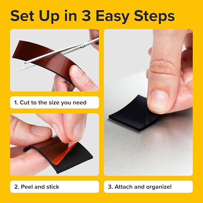 Super Sticky Magnetic Tape (10 feet x 1.5 inch) - Stong Magnet Strip with Adhesive Backing for DIY & Crafts - Easy to Cut and Mount on Fridges, Whiteboards & More