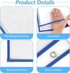 BEVTEE Dry Erase Pocket Sleeves with 1 Ring, 10x14 Inch Clear Plastic Paper Sleeves, Heavy Duty Ticket Holder Pockets, Reusable Sheet Protectors, Teaching Supplies for Classroom Elementary, Pack of 8